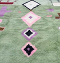 Sage Green Tribal Geometric Beni Ourain Rug - handwoven Moroccan rug