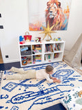 Royal Blue Tribal Geometric Beni Ourain Rug - handwoven Moroccan rug
