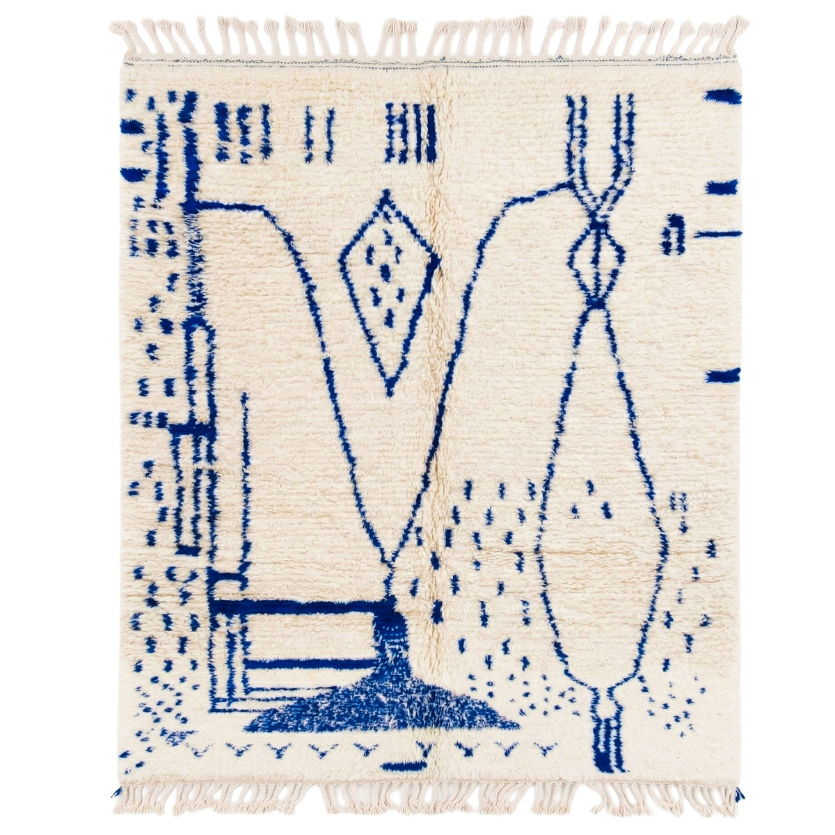 Abstract Cobalt Blue Beni Ourain Rug