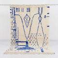 Abstract Cobalt Blue Beni Ourain Rug - handwoven Moroccan rug