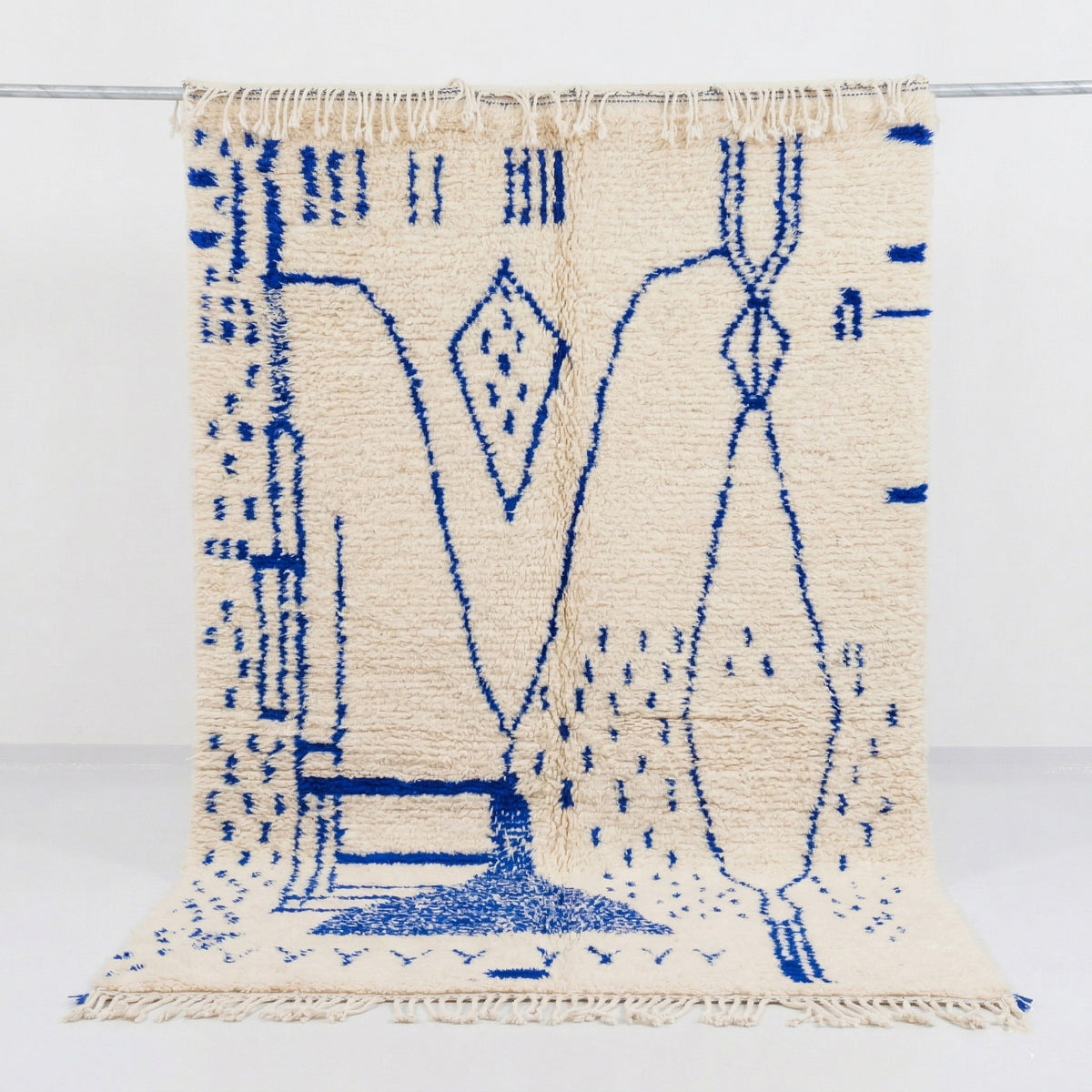 Abstract Cobalt Blue Beni Ourain Rug - handwoven Moroccan rug