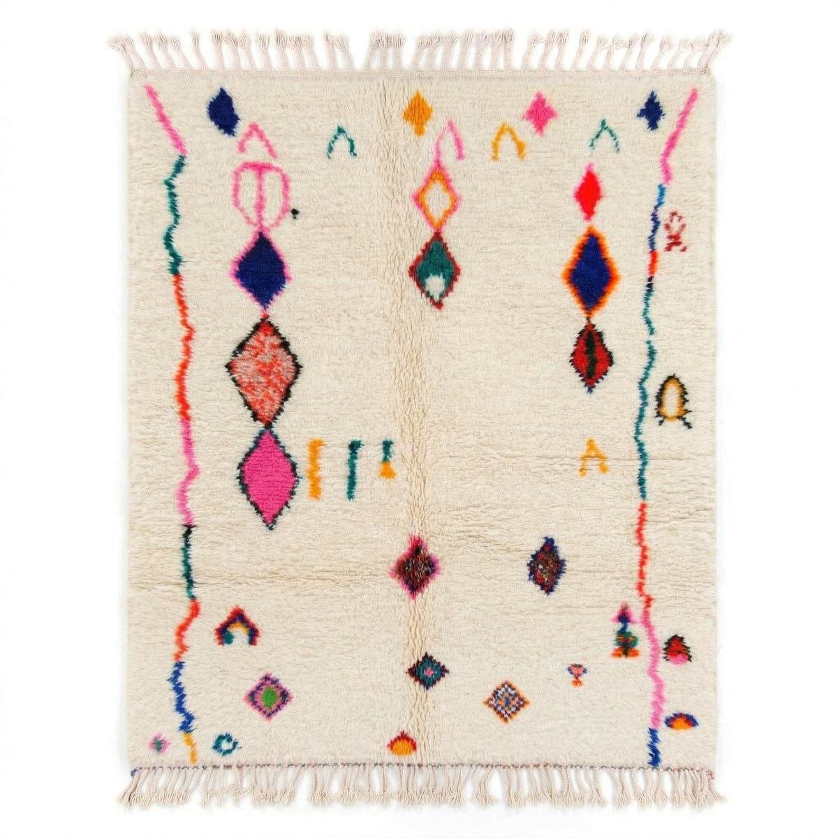 Vibrant Floating Diamonds Beni Ourain Rug - handwoven Moroccan rug