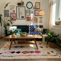 Vibrant Floating Diamonds Beni Ourain Rug - handwoven Moroccan rug