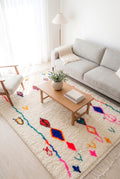 Vibrant Floating Diamonds Beni Ourain Rug - handwoven Moroccan rug
