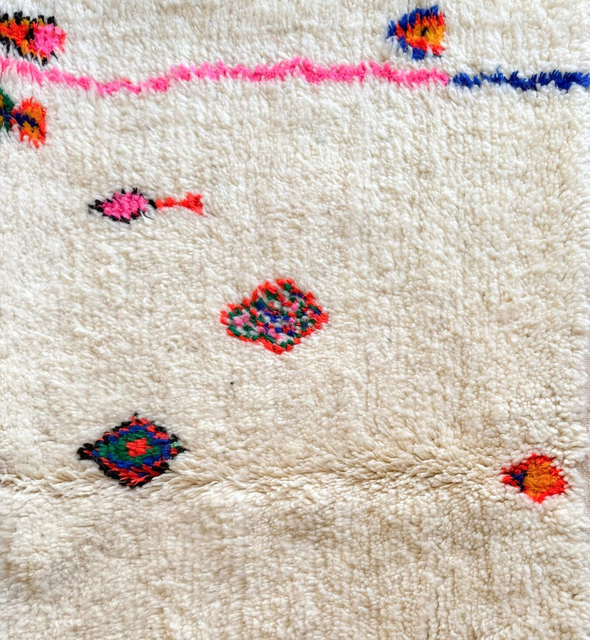 Vibrant Floating Diamonds Beni Ourain Rug - handwoven Moroccan rug