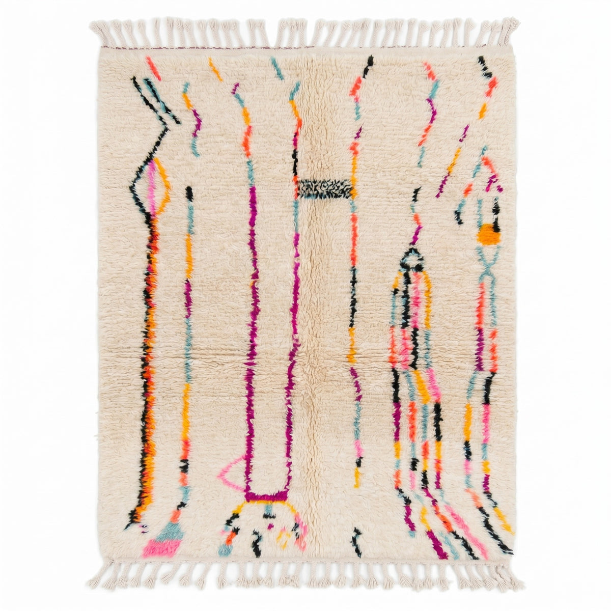 Abstract Multicolored Linear Art Beni Ourain Rug - handwoven Moroccan rug