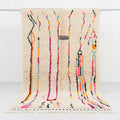 Abstract Multicolored Linear Art Beni Ourain Rug - handwoven Moroccan rug