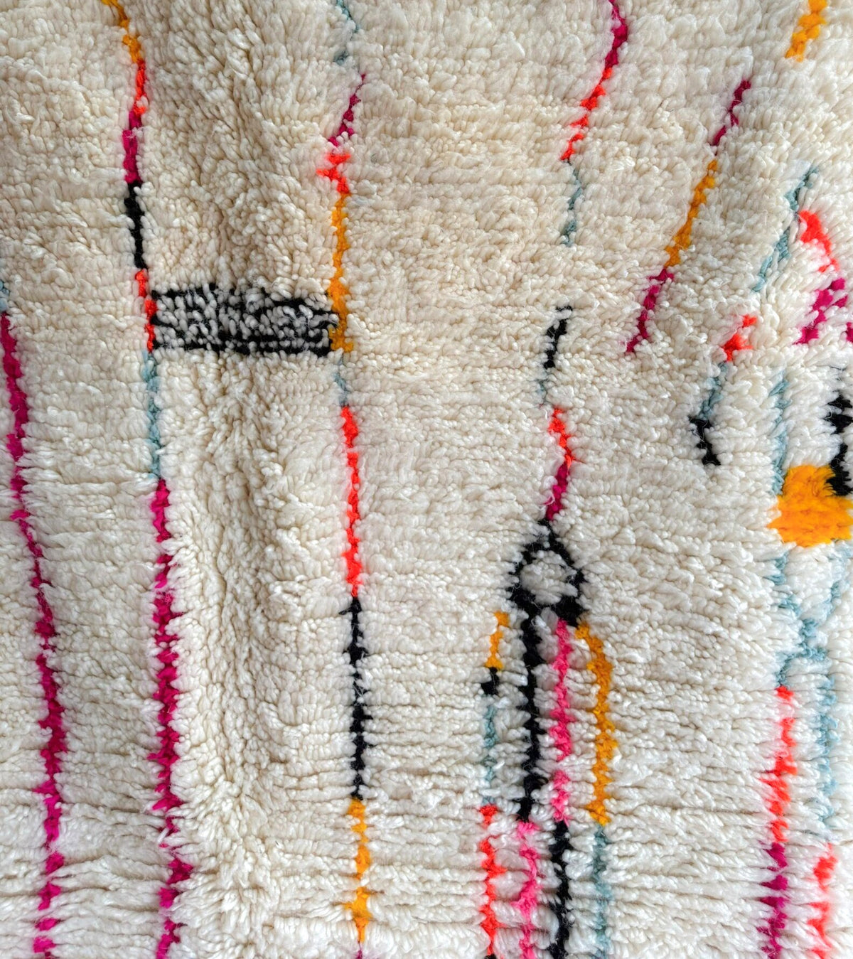 Abstract Multicolored Linear Art Beni Ourain Rug - handwoven Moroccan rug